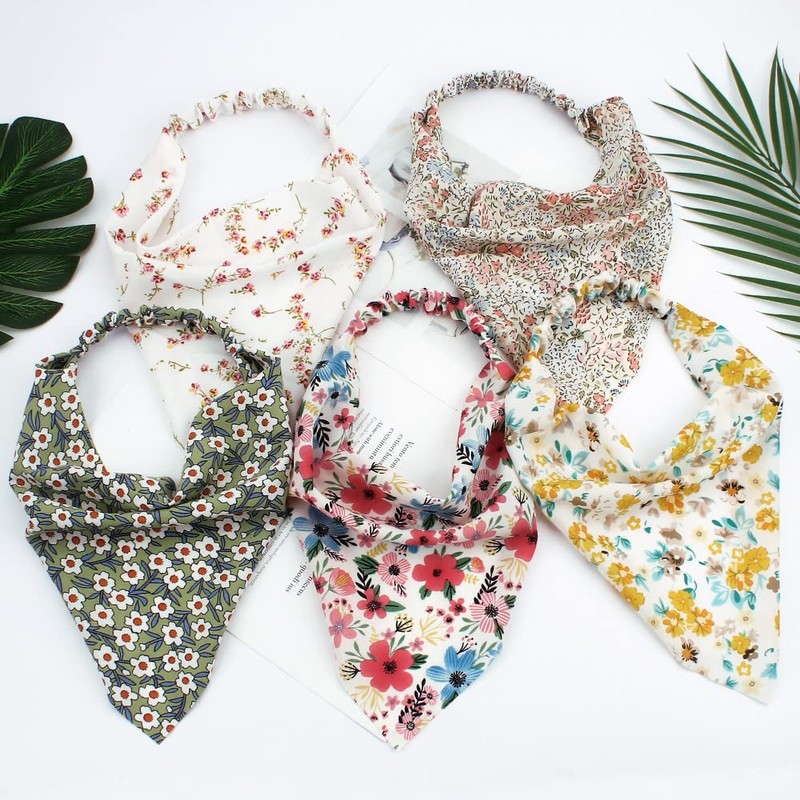 TOBATOBA Floral Hair Scarf Headband 5 Pcs Hair Bandanas for