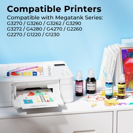GI-21 G3260 G3270 Ink Bottles Compatible for Canon 21 GI-21 GI21 Ink Refill Bottles for Canon G3260 G3270 G4270 G2260 G1220 G1230 G2270 MegaTank Printers (Black, Cyan, Magenta, Yellow, 4 Pack)