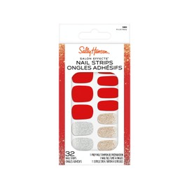Sally Hansen Salon Effects Nail Strips | No UV Light Needed, No Dry Time, Long-Lasting, Non-Damaging | 32 Nail Strips, 1 Cuticle Stick, Nail File, Prep Pad | A-List Ruby