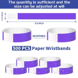 500 Pcs Purple Paper Wristbands for Events Waterproof Neon Wrist Bands Adhesive Concert Identification Wristbands Hand Bands for Events (Purple)