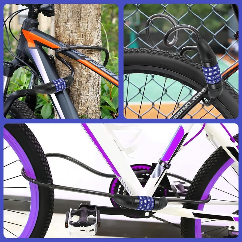 4 Digit Bicycle Lock, 8 x 1500mm Bicycle Code Lock,