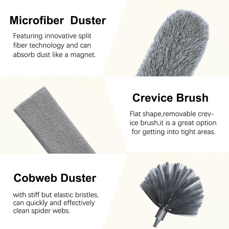 Ceiling Fan Duster with Extension Pole, Cobweb Brush and &