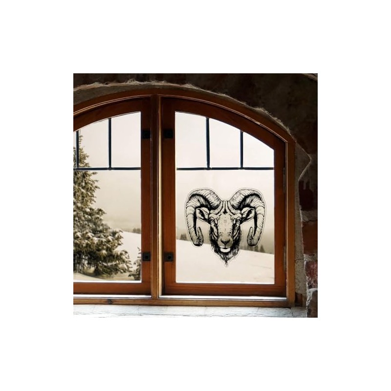 Medium 210mm 'Ram Head ' Clear Static Window Cling Sticker/Decal