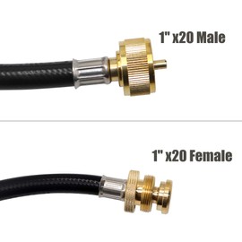 Packs of 2 (12 FT) Propane Torch Extension Hose for Propane Tree Distribution Tree Post, T and Y Connector. 1inch × 20 Female Throwaway Cylinder Thread, 1inch × 20 Male Connector