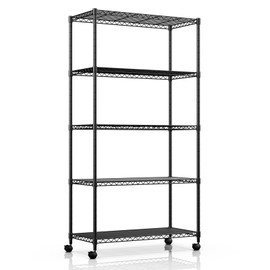 Simple Deluxe 5-Tier Heavy Duty Storage Shelving Unit, 1250 Lbs Loading Capacity, 29.92" W x 13.98" D x 61.02" H, Black