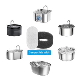 Cat Water Fountain Filters, 32 Pack Cat Fountain Filters, Cat Fountain Replacement Filters for 67oz/2L&108oz/3.2L Stainless Steel Cat Water Fountain, Pet Water Fountain Filters(16 Filters&16 Sponges)