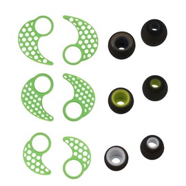 Ear Tips and Ear Fins Set for Jaybird Bluebuds X and Jaybird X2, BLUEWALL Replacement Eartips Anti Slip Sport Fins for Jaybird X2 X,SML 3 Pair 3 Size Green