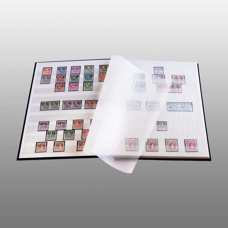 Prophila Collection 16 weiße Seiten A4 Briefmarken-Einsteckbuch schwarz