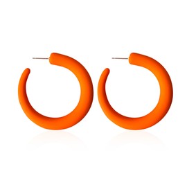 Vavhoo 80 90s Retro Neon Thick Hoop Earrings Hoops Chunky Hollow Tube Hoop Earrings for Women Hypoallergenic Lightweight Candy Color Large Big Hoop Earrings (Orange)