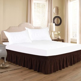 Elegant Decor 1 Wrap Around Bed Skirt - 650 TC 100% Egyptian Cotton - Easy Fit Adjustable Elastic 11 Inch Drop Ruffle Skirt - Hotel Quality, Wrinkle and Fade Resistant Bed Skirt - Full (Chocolate)