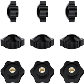 9 PCS Hex Clamping Nuts Knob,Star Shape Handle Nuts (M6)