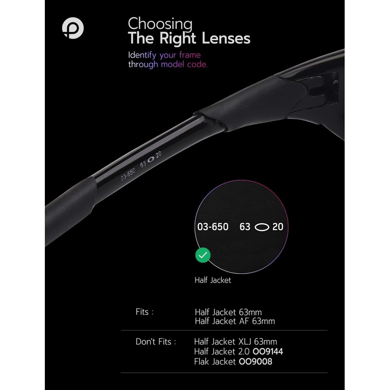 PapaViva Replacement Lenses & Rubber Kits for Oakley Half Jacket