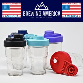 Brewing America Nesting Jar with Drinking Lid as Travel Cup, 1 Pint (16 oz) with Teal Pouring Lid on Wide Mouth Ball Nesting Mason Jar, To Go Drink Cup, 1-Pack