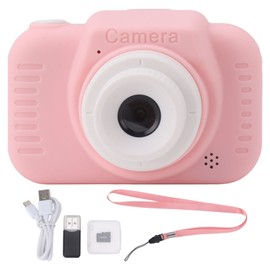 Kids Digital Camera with 32G Card High Definition Dual Lens 1080P 8X Zoom USB Rechargeable for Children Pink