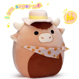 PLAYNICS Original 13-Inch Large Highland Scottish Cow Stuffed Animal Toy Plush Pillow,Cute Soft Kawaii Hugging Cuddle Huggable Plushie,Gift for Kids