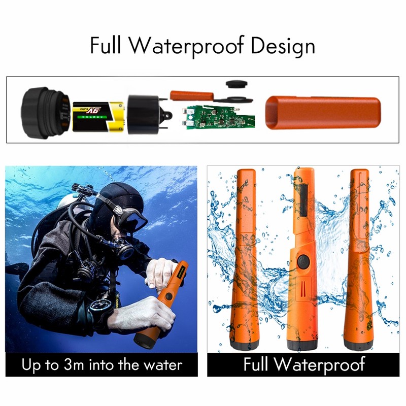 Metal Pinpointer IP68 Waterproof Sensitive 360° Detective Accurate Positioning Underwater