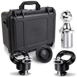 Gooseneck Hitch Ball Kit - 60618 Puck System with 2-5/16-Inch Ball and 2 Gooseneck Safety Chain Anchors Fits for 2013-2024 Dodge RAM 2500 3500 Trucks, 38000 lbs GTW