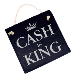 Dekolando CASH is KING Sign Nur Barzahlung Slate Sign Nur Bar Bezahlung - Wir Akzeptieren Nur Bargeld Cash Cash Notice Sign (CASH is KING, 16x16m)