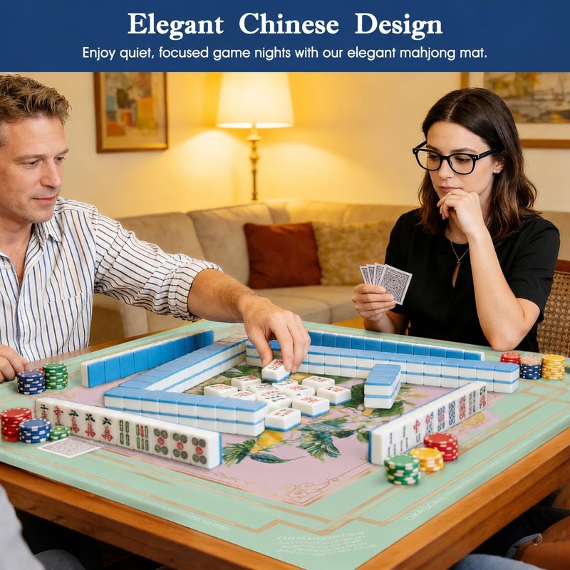 Lrrtwer Mahjong Mat for Table Anti-Slip, Noise-Reducing Mahjong Table Mat