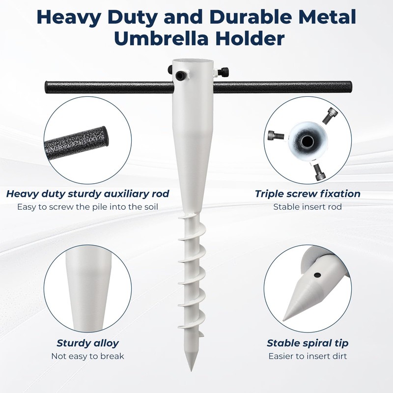 EUIJOIP 17" Stainless Steel Screw-in Ground Stakes - Extra-Long Spiral