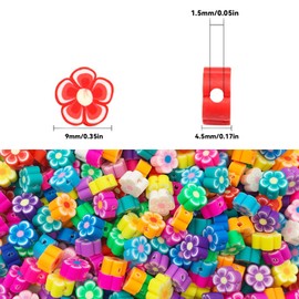 100 Pieces Sunflower Spacer Beads Colorful Polymer Clay Beads Happy Smiley Face Beads Cute Clay Beads for Jewellry Handmade DIY Making Accessories