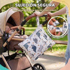 Set de 3 Bolsa Impermeable Multiusos para Bebé Bolsas para Pañales, Ropa Mojada y Toallitas Húmedas Organizador de Pañales para Bebe Bolsas Reutilizables para Viaje, Playa (dinosaurios)