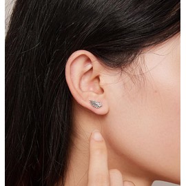 Angel Wings Stud Earrings 925 Sterling Silver for Women Girls CZ Crystal Vintage Feather Cartilage Earrings Tragus Studs Statement Hypoallergenic Jewelry Gifts Birthday mom