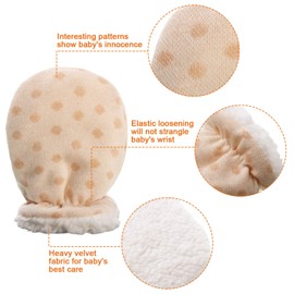 3 Pairs of Baby Mittens, Warm Cotton Gloves, Unisex, For Infants / Newborns, Wool Lined Gloves for 0-12 Months - Colour B