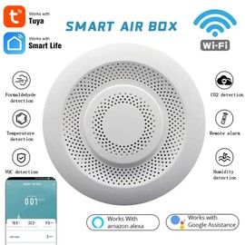 Smart Air Quality Monitor: WiFi Indoor Air Quality Meter Detects CH2O, CO2, VOC, Temperature and Humidity, App Control, Thermometer Humidity Monitor for Smart Home Automation