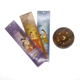 Prabhujis Gifts 3 Packs of 10 Incense Sticks+Wooden Burner Combo Pack Tuberose Vedic Musk Jasmin