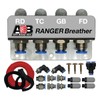 Universal 4 Port / 4 Point Diff Breather Kit Red