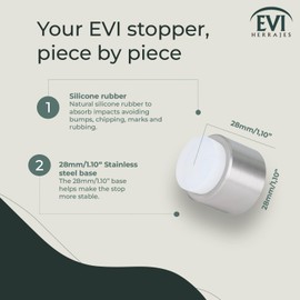 Wall Mounted Doorstop | 1.1'' X 1.1'' | Adhesive or Screwing Installation | White Rubber | Stainless Steel | Matte | Great Adherence