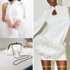 1m White Ostrich Feathers Fringe with Satin Ribbon for Dresses,