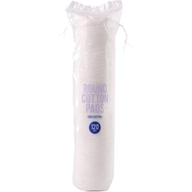 Hithika 120 Cotton Rounds – Soft Hypoallergenic Pads for Face & Skin Care, Makeup Removal & Cream Application, 100% Pure Vegan Cotton, 5cm Round Pads in Drawstring Bag to Remove Makeup
