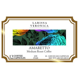 Amaretto Medium Roast Coffee (Single Serve K-Cup Pods) (Gourmet, Naturally Flavored, Whole Coffee Beans) (12 pods, ZIN: 571128)