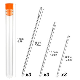 Wonvoc 9 Pcs Long Sewing Needles - 3 Sizes Stitching Needles-3.5/4.9/5.9'', Big Eye Hand Sewing Needles for Stitching and Crafting Projects for Sewing Curtain, Cushion, Carpet, Sofa