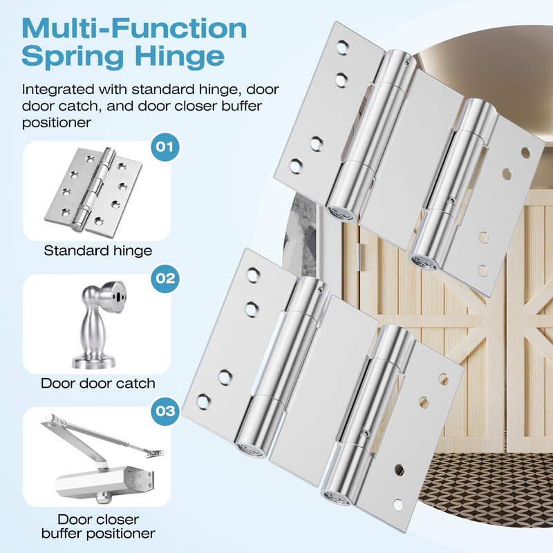 Ranbo 3 Inch Heavy-Duty 304 Stainless Steel Double Spring Hinge,