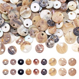 Fashewelry 150pcs Flat Round Shell Beads Mother of Pearl Shell Charms Disc Coin Beads for Summer Beach DIY Necklace Bracelet Earring Making