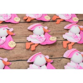 BABY SHOWER PARTY FAVORS BABY SHOWER PINK GIRLS STORK 10 X RECUERDOS BEBE ROSA NINA GARZAS