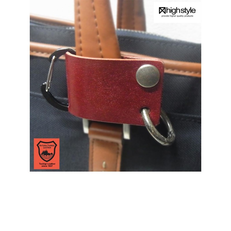 [highstyle] 栃木レザー 丸ナスカン付き 2Way バッグハンドルキーホルダー (アンティーク/ダークブラウン)