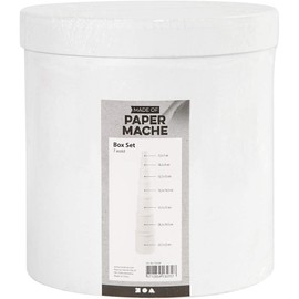 Runde Boxen, rund, D: 7+9+12+14,5+17+19,5+22 cm, H: 7,5+10,2+12,7+15,2+17,7+20,2+22,7 cm, weiß, 7 Stück