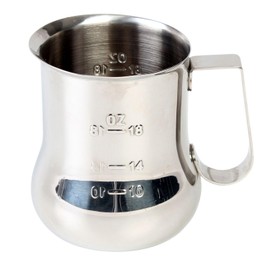 TrueCraftware- 24 oz. Espresso Milk Pitcher with Measuring Scale Stainless Steel- Steaming Pitcher Coffee Bar Cappuccino Barista Tools Milk Jug Steamer Frother Cup