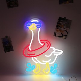 YingyiYing Duck Neon Sign Goose Neon Light Wall Decor Suitable for Kids Room Playroom Man Cave Bedroom Party Decoration Gift for Friends 17.6 * 13.2 Inch
