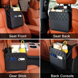 YOSHICA Car Storage Pocket, Seat Back Pocket, Car Storage, Rear Seat, Car Hanging Bag, Storage Bag for Backseat Car, Multi-functional, Easy Installation, Space Saving, Car Supplies, Short Style (Black