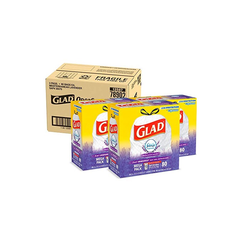 Glad OdorShield Trash Bag, White, 240 Count