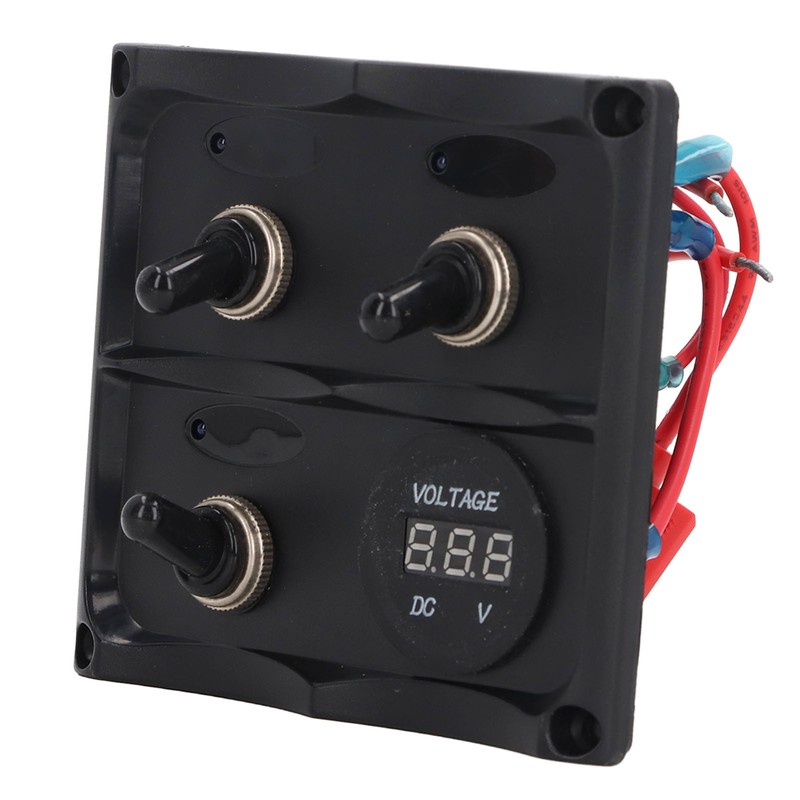 Rocker Switch Panel 3 Gang LED Waterproof DC12V‑24V with Display