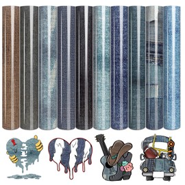 Tintnut Denim HTV Vinyl - 10 Sheets 12 x 10 inches Blue Jeans Printed Heat Transfer Vinyl Patterned Distressed Iron on Vinyl for T-Shirts DIY Compatible with Cricut or Silhouette Cameo