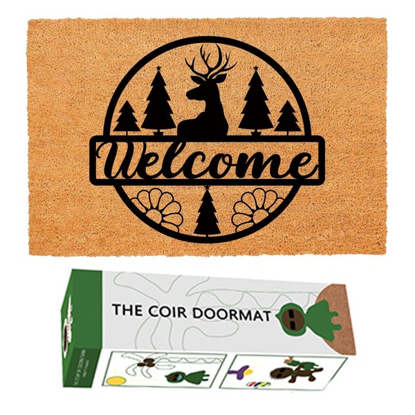 Funny Coir Doormat Welcome Moose Hunting Hunter Cabin Front Door