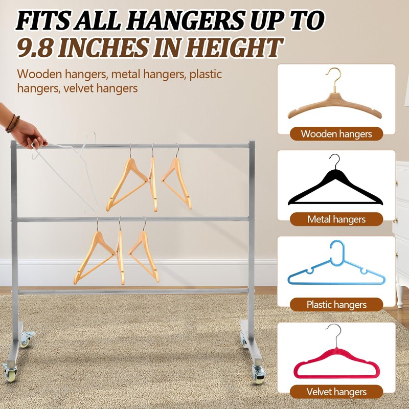 DoubleFill 3 Tier Universal Clothing Hanger Storage Rack Stainless Steel
