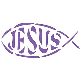 Jesus Fish Ichthys Christian Religion Symbol Car Window Vinyl Decal Sticker (JF-10) (Lavender, 12 inches x 5.4 inches)